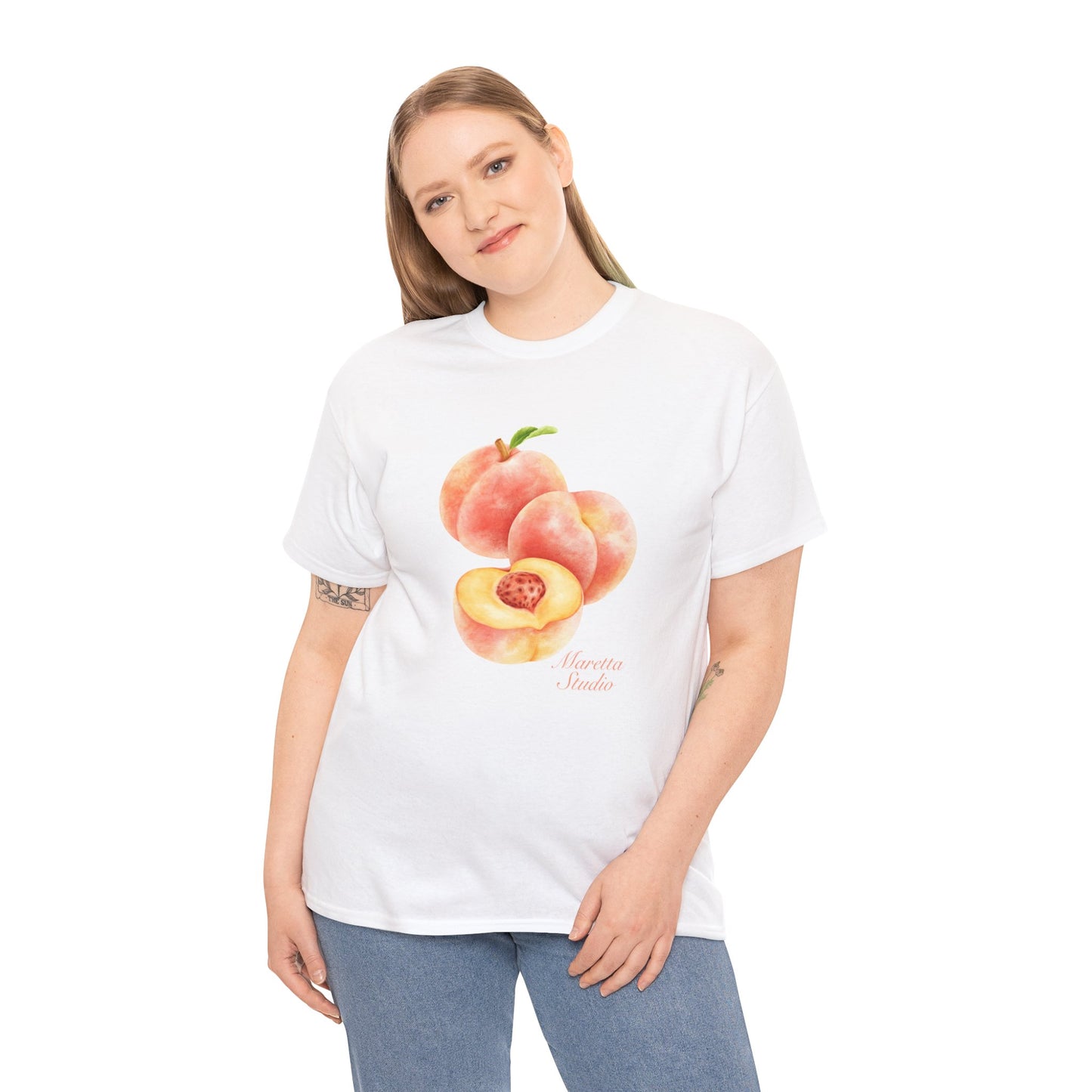 Peachy Vibes Unisex Heavy Cotton Tee | Cute Fruit Shirt, Summer Apparel, Gift for Foodies, Trendy Outfit, Seasonal T-Shirt