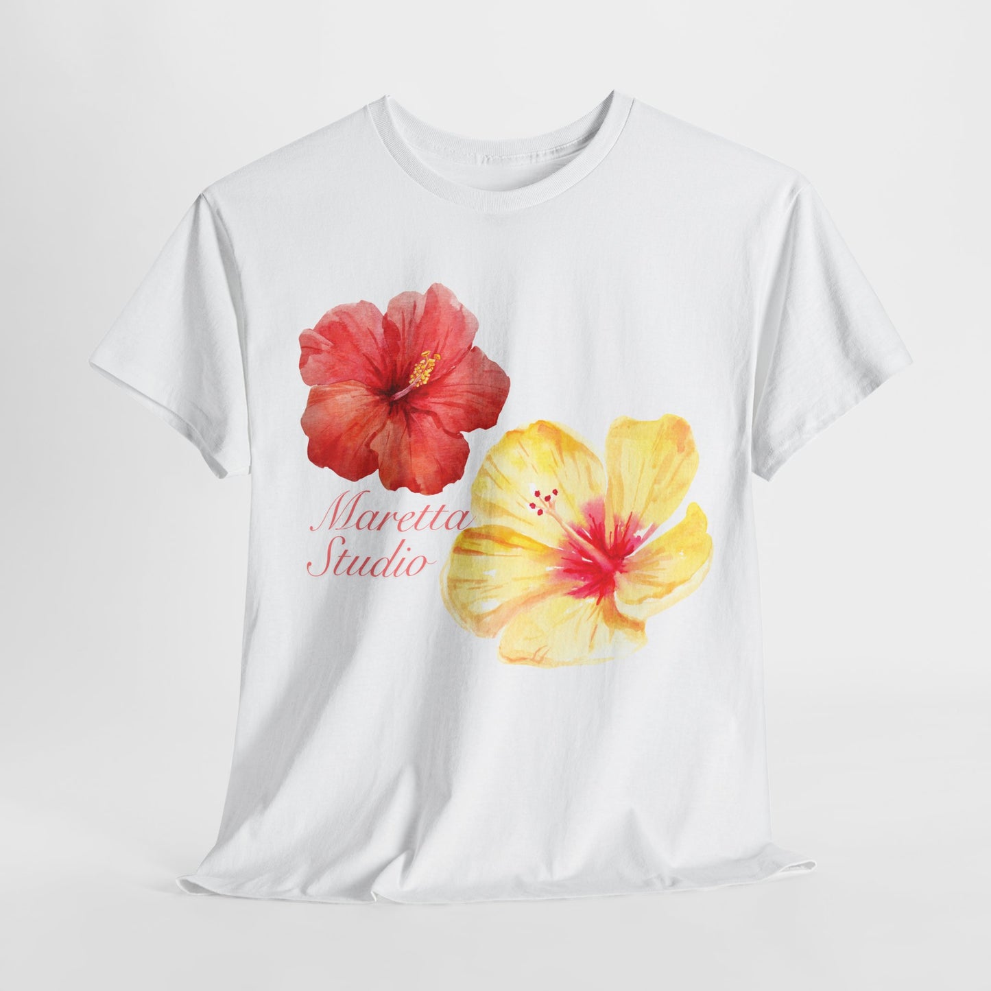 T-Shirt with Floral Design, Hibiscus Flower Tee, Summer Vibe Top, Casual Floral Wear, Gift for Tropical Lovers