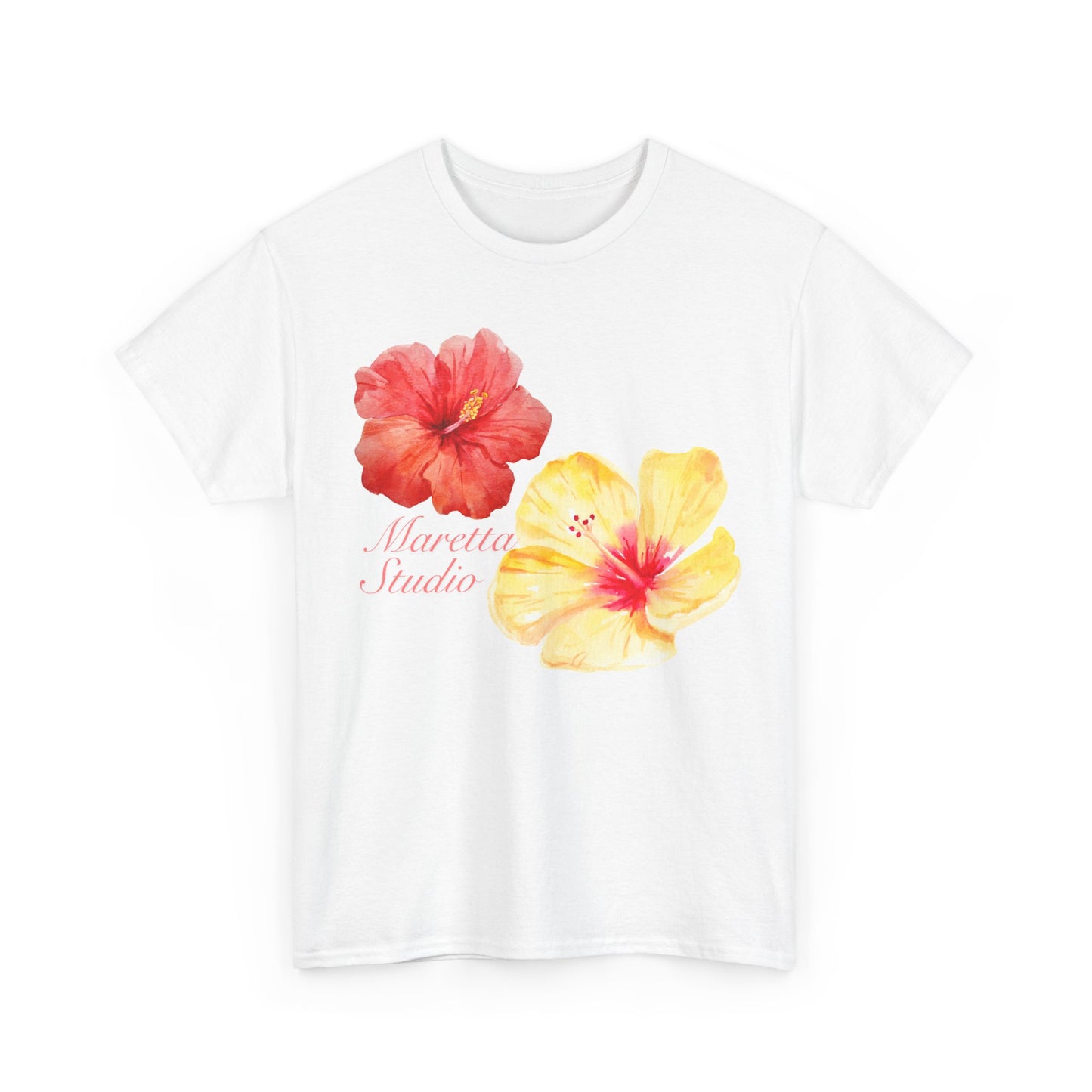 T-Shirt with Floral Design, Hibiscus Flower Tee, Summer Vibe Top, Casual Floral Wear, Gift for Tropical Lovers