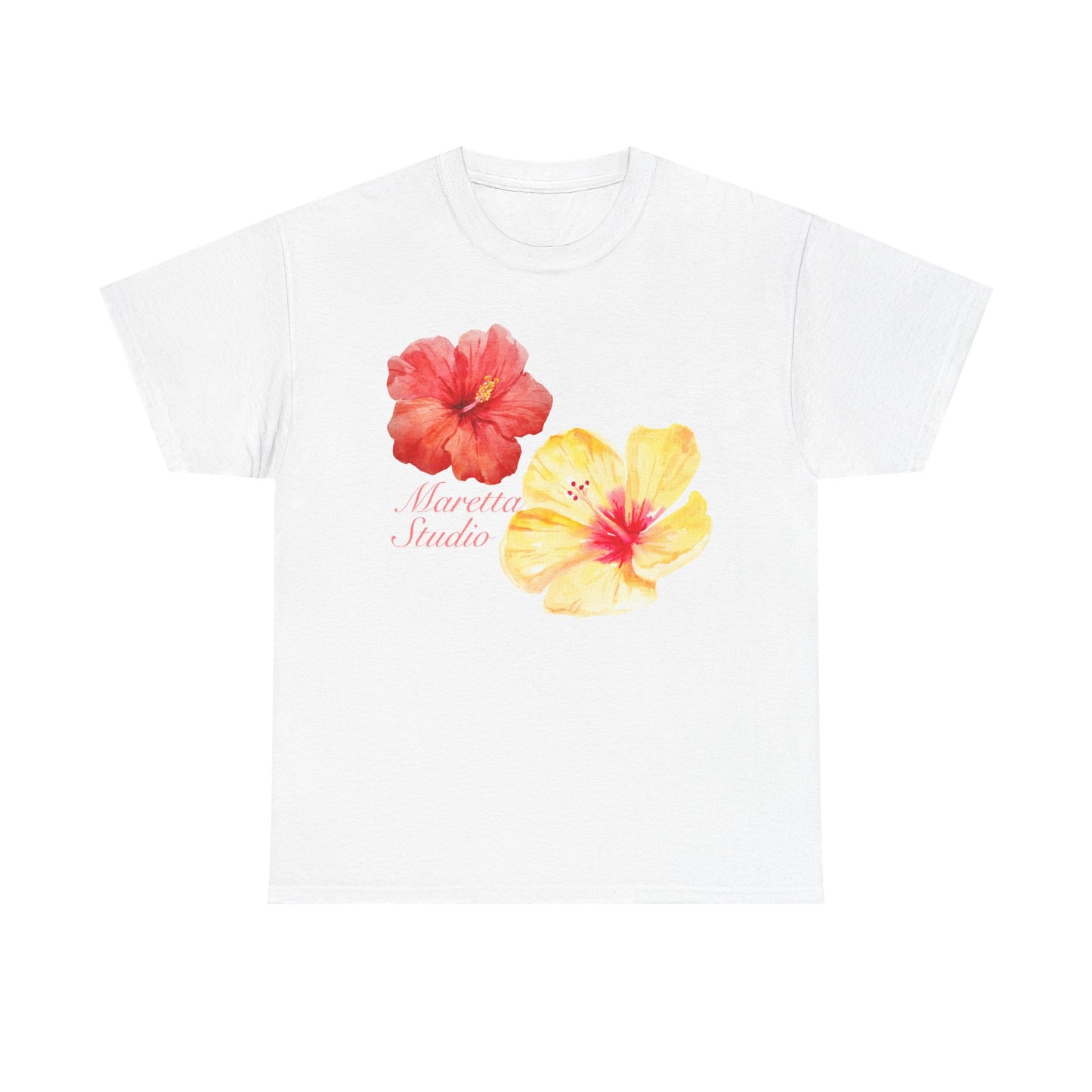 T-Shirt with Floral Design, Hibiscus Flower Tee, Summer Vibe Top, Casual Floral Wear, Gift for Tropical Lovers