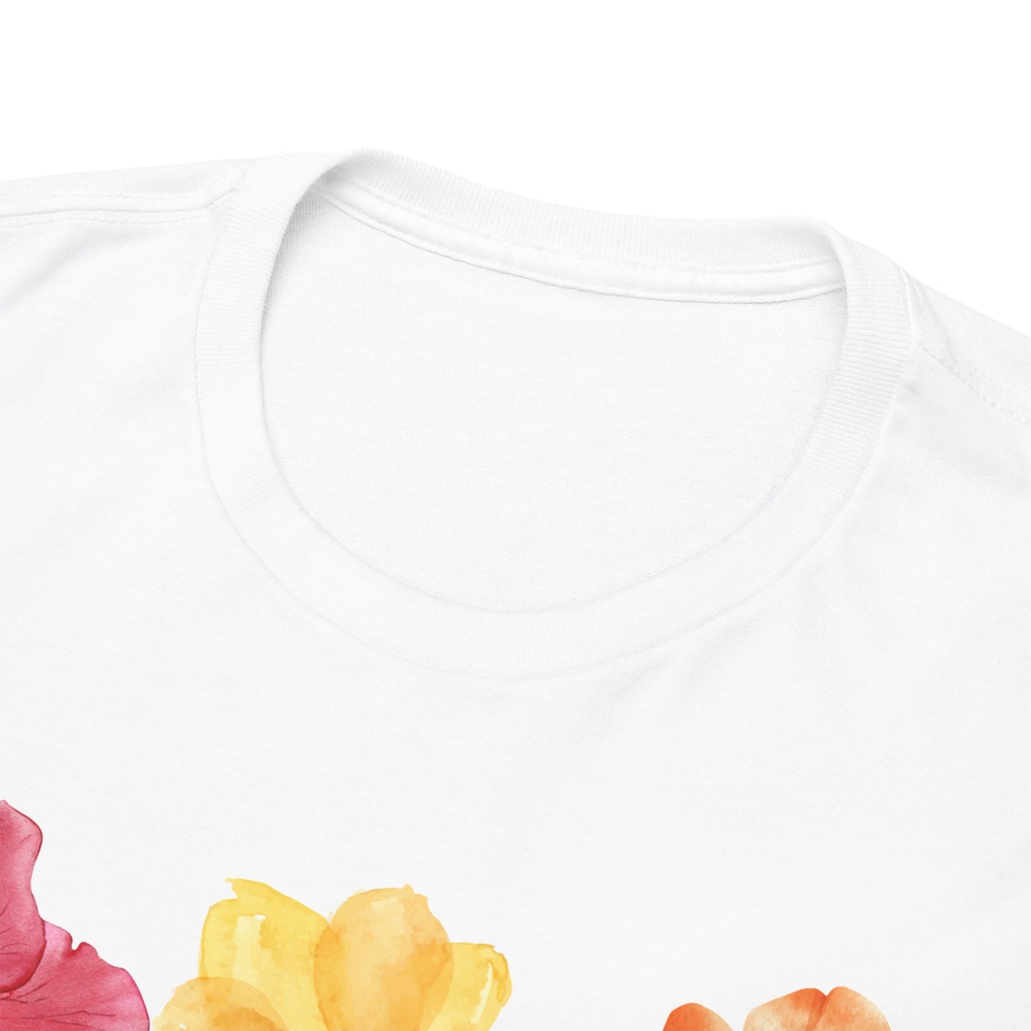 Floral Design Unisex Heavy Cotton Tee | Summer Vibes, Casual Wear, Gift for Plant Lovers, Boho Chic, Relaxed Fit T-Shirt