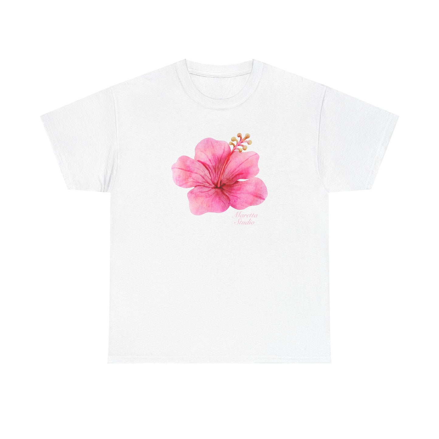 Floral Unisex Tee, Hibiscus Cotton Shirt, Summer Wear, Casual Outfit, Gift Idea, Beach Style