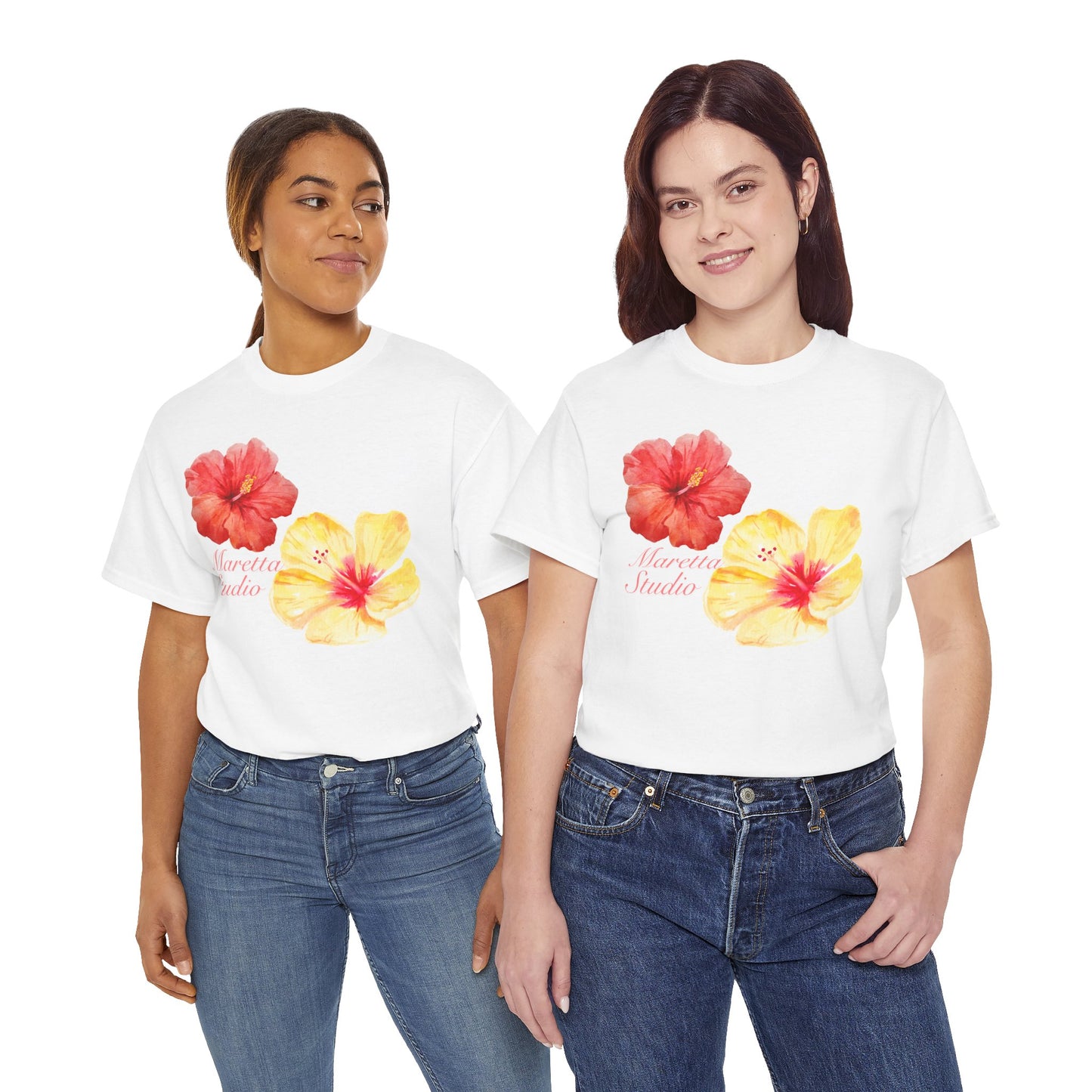 T-Shirt with Floral Design, Hibiscus Flower Tee, Summer Vibe Top, Casual Floral Wear, Gift for Tropical Lovers