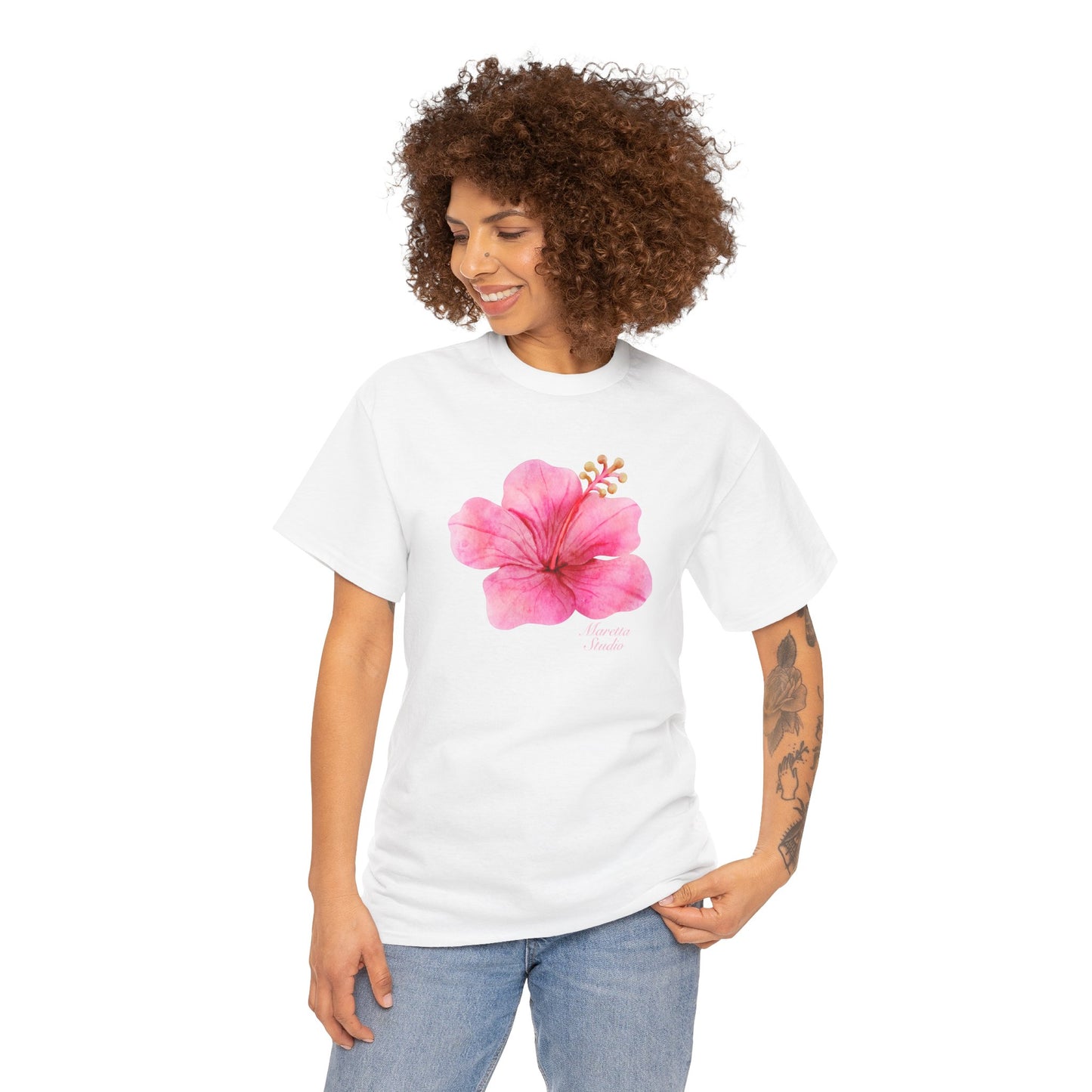 Floral Unisex Tee, Hibiscus Cotton Shirt, Summer Wear, Casual Outfit, Gift Idea, Beach Style