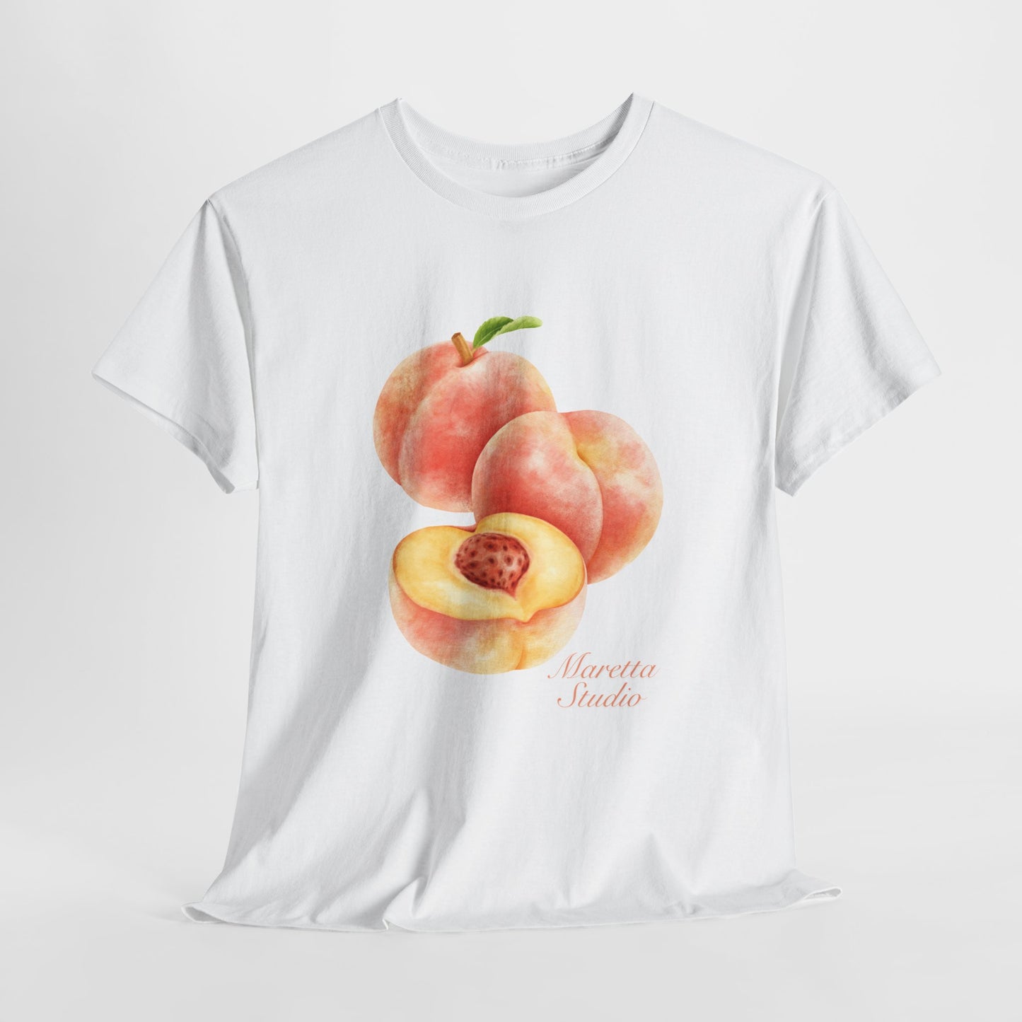 Peachy Vibes Unisex Heavy Cotton Tee | Cute Fruit Shirt, Summer Apparel, Gift for Foodies, Trendy Outfit, Seasonal T-Shirt