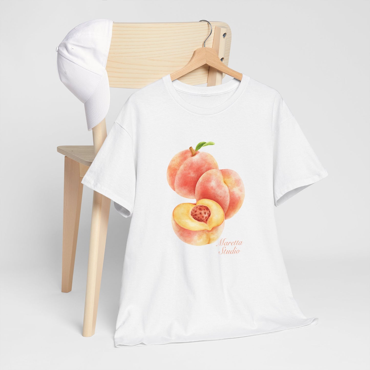 Peachy Vibes Unisex Heavy Cotton Tee | Cute Fruit Shirt, Summer Apparel, Gift for Foodies, Trendy Outfit, Seasonal T-Shirt