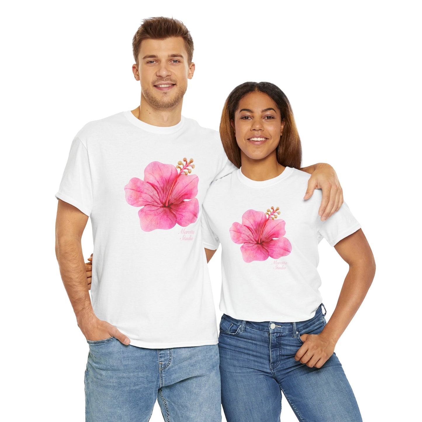 Floral Unisex Tee, Hibiscus Cotton Shirt, Summer Wear, Casual Outfit, Gift Idea, Beach Style