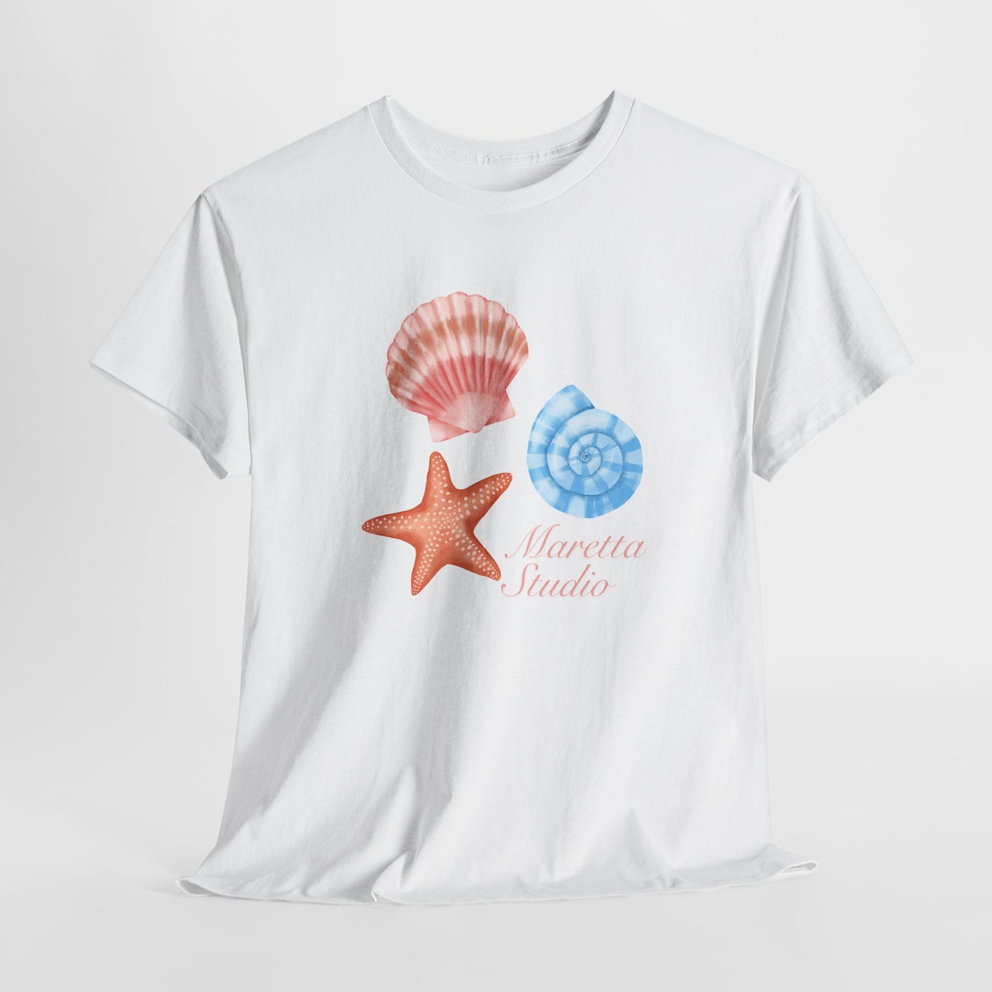 Beach-Themed Unisex Heavy Cotton Tee, Summer Casual Wear, Nautical Gifts, Ocean Vibes, Sea Shell Shirt, Relaxing Beach Day