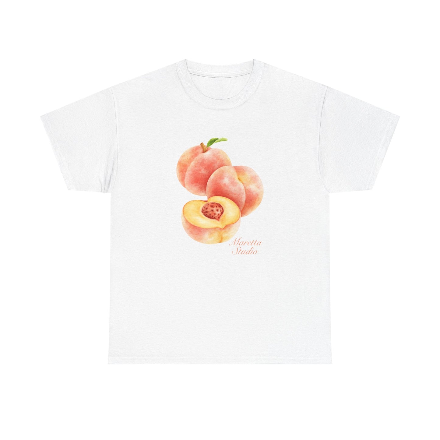 Peachy Vibes Unisex Heavy Cotton Tee | Cute Fruit Shirt, Summer Apparel, Gift for Foodies, Trendy Outfit, Seasonal T-Shirt