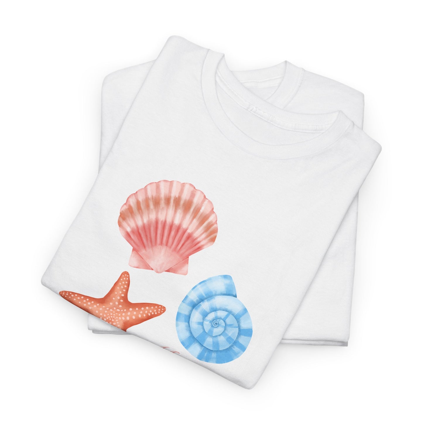 Beach-Themed Unisex Heavy Cotton Tee, Summer Casual Wear, Nautical Gifts, Ocean Vibes, Sea Shell Shirt, Relaxing Beach Day