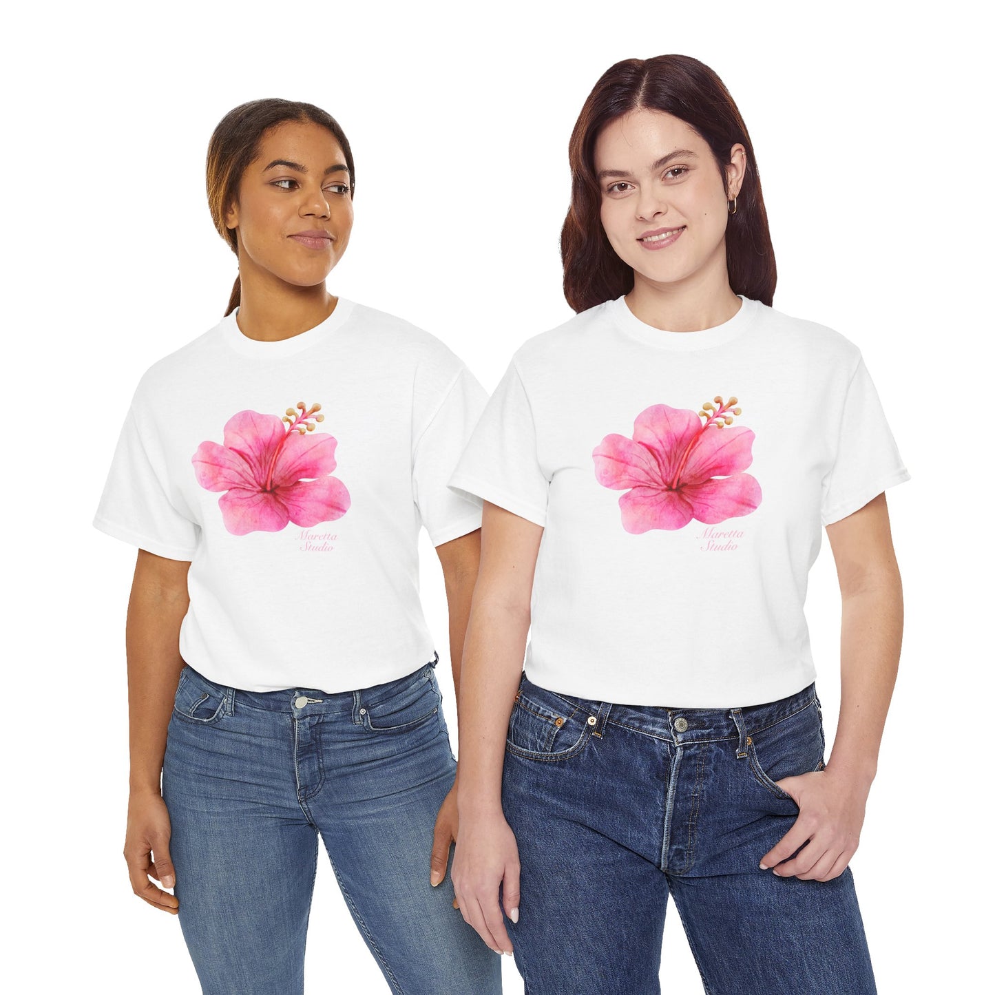 Floral Unisex Tee, Hibiscus Cotton Shirt, Summer Wear, Casual Outfit, Gift Idea, Beach Style